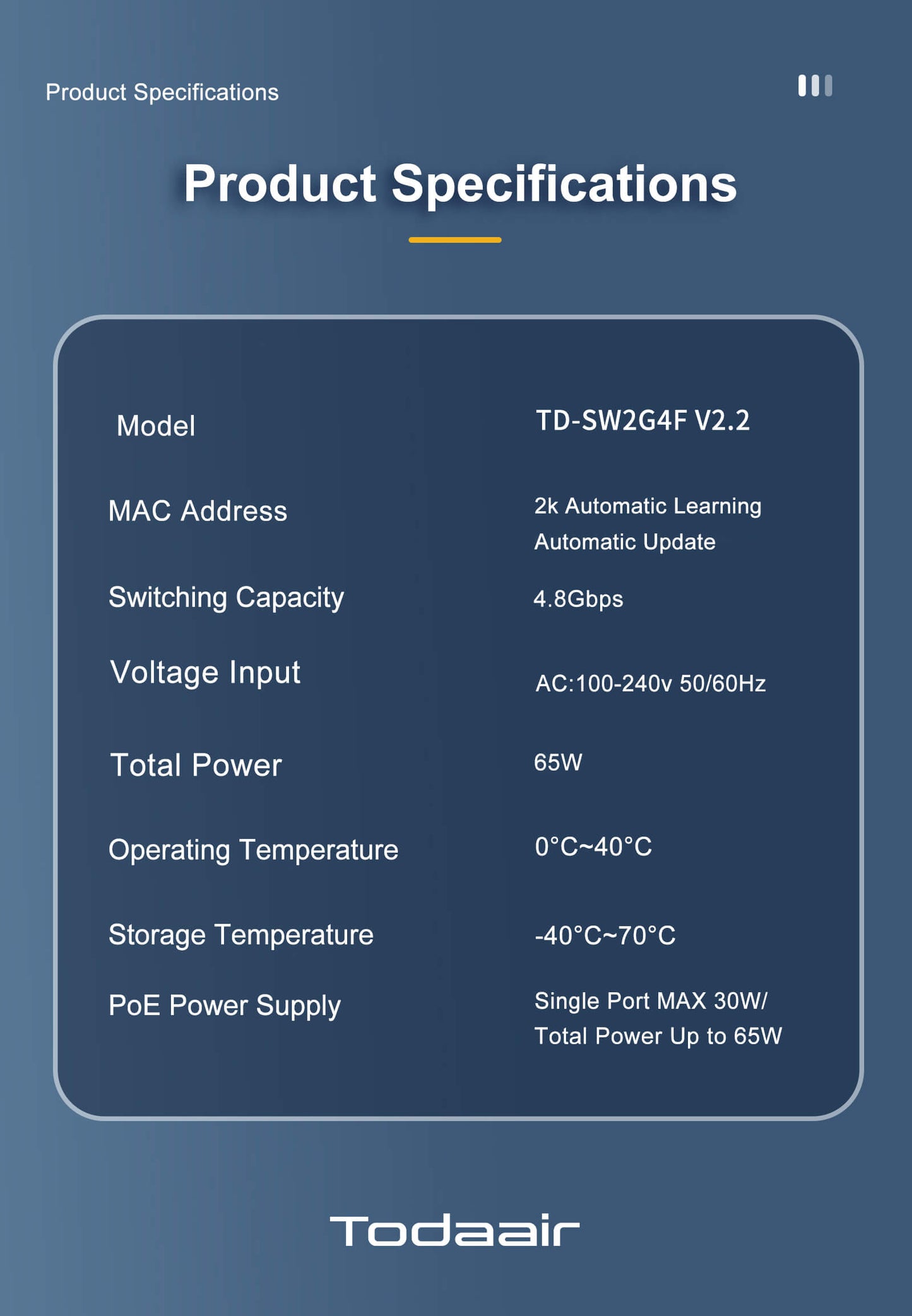 product specifications