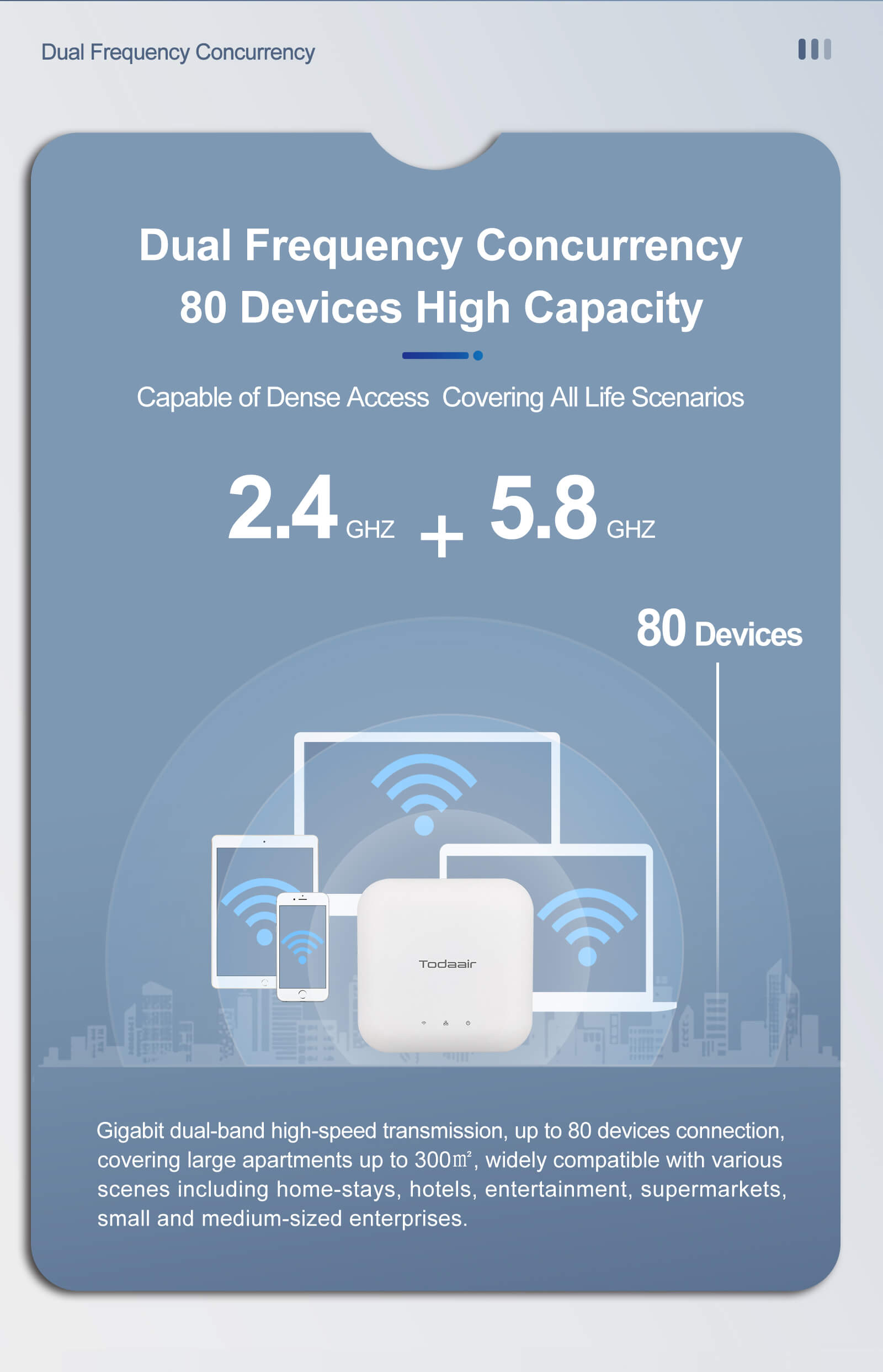 dual frequency , support 80 devices, high capacity