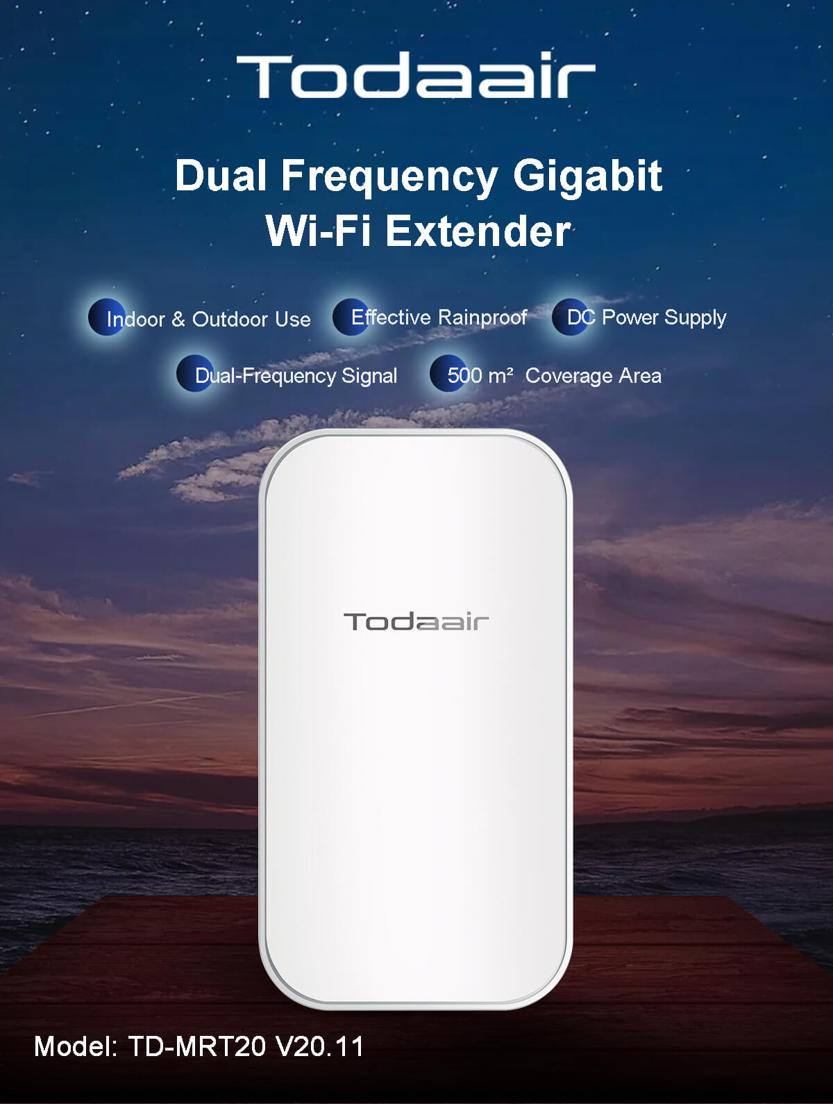 Todaair dual frequency gigabit WiFi extender