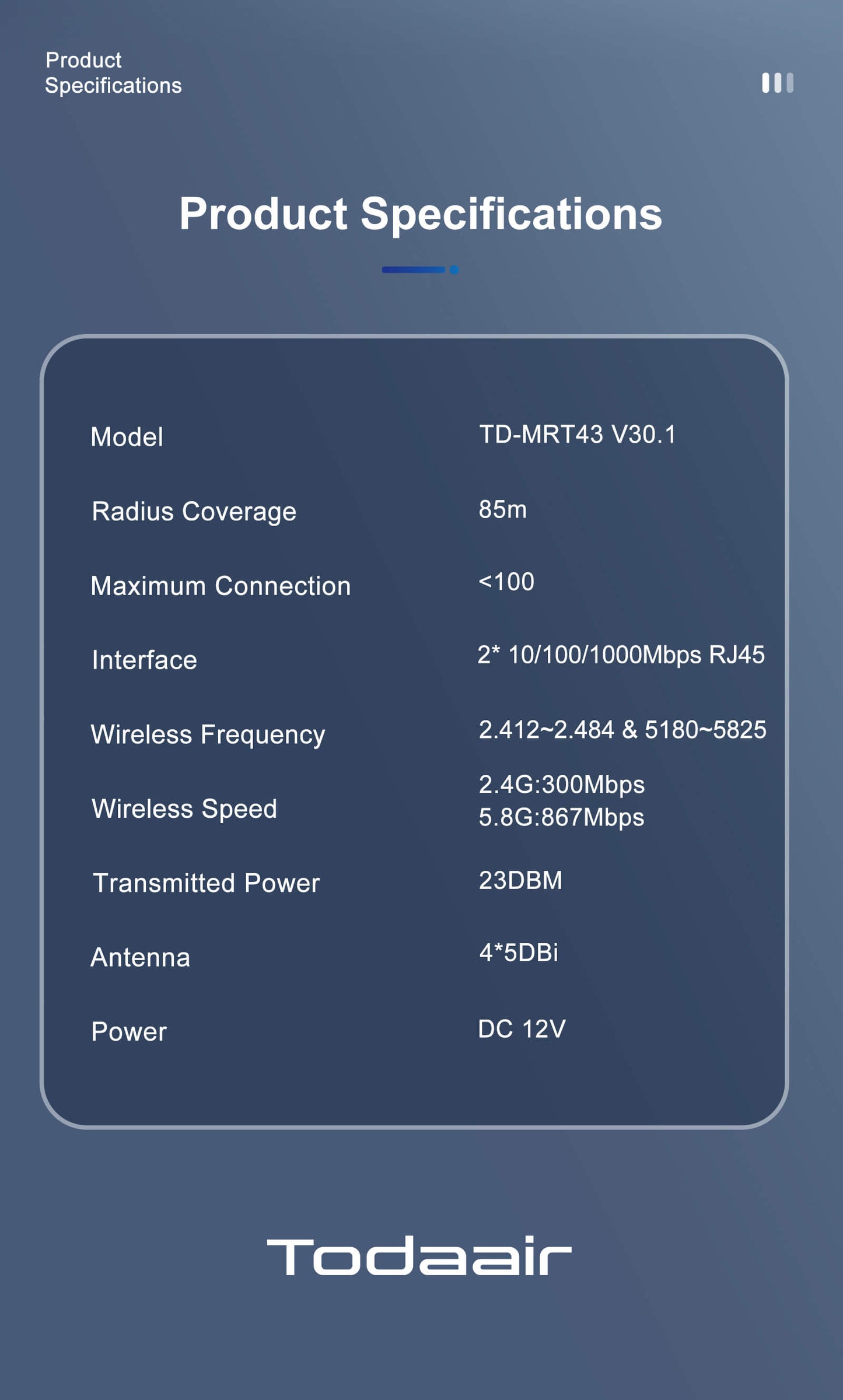 TD-MRT43 V30.1 Todaair Mesh router AC1200M