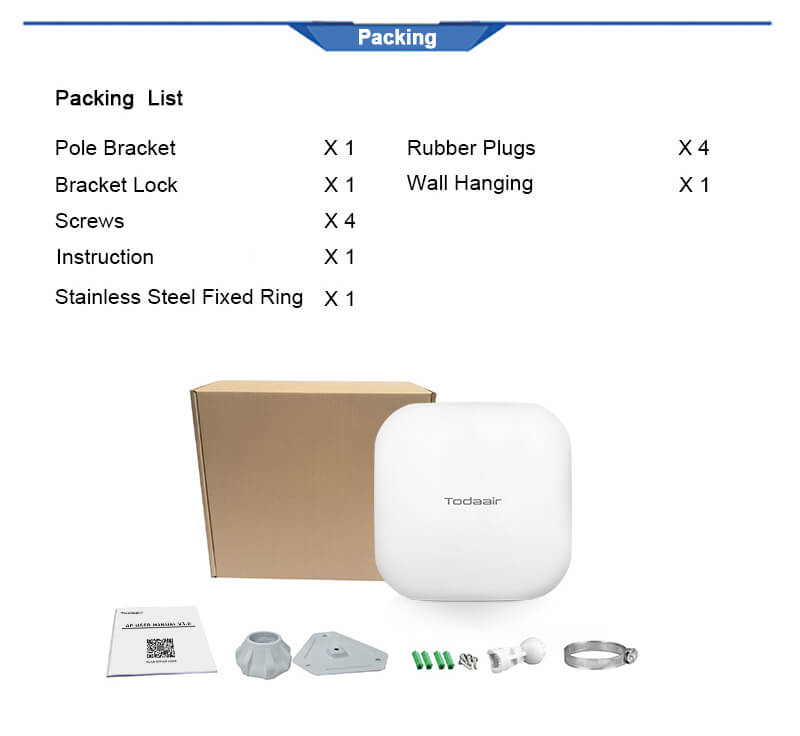 TX26-12KYW-H V3.0 1200Mbps Dual-band Stable Transmission AP High Gain & Wide Coverage Todaair APP Management Suitable for Hotel and Plazas