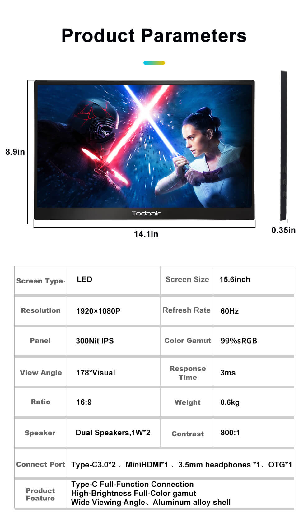 Todaair products specification