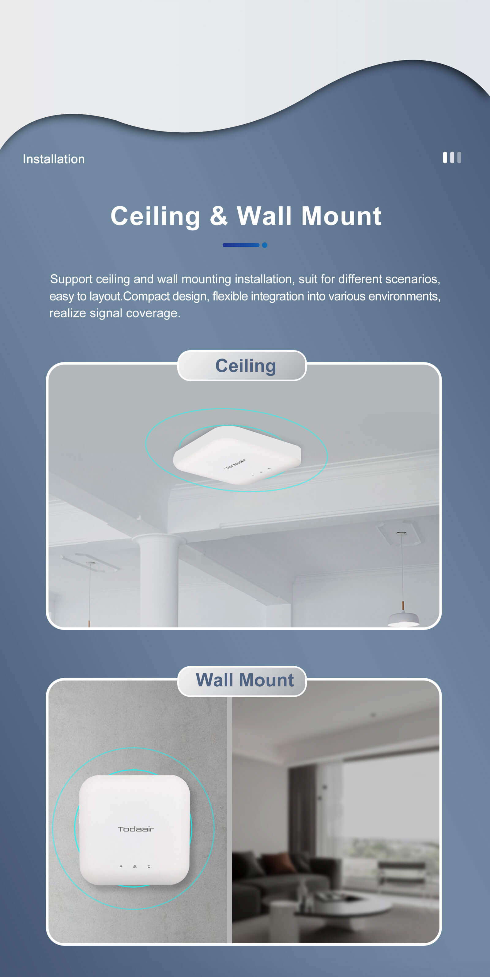ceiling and wall mount install